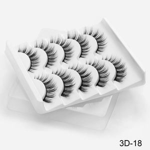 SEXYSHEEP 5Pairs 3D Mink Hair False Eyelashes Natural/Thick Long Eye