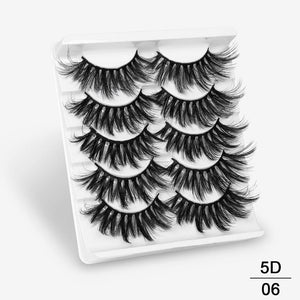 SEXYSHEEP 5Pairs 3D Mink Hair False Eyelashes Natural/Thick Long Eye