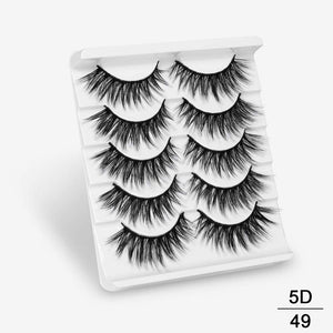 SEXYSHEEP 5Pairs 3D Mink Hair False Eyelashes Natural/Thick Long Eye