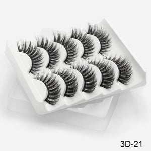 SEXYSHEEP 5Pairs 3D Mink Hair False Eyelashes Natural/Thick Long Eye