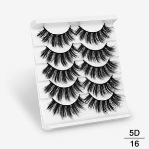 SEXYSHEEP 5Pairs 3D Mink Hair False Eyelashes Natural/Thick Long Eye