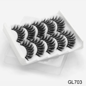 SEXYSHEEP 5Pairs 3D Mink Hair False Eyelashes Natural/Thick Long Eye