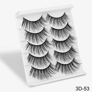 SEXYSHEEP 5Pairs 3D Mink Hair False Eyelashes Natural/Thick Long Eye