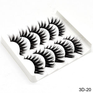 SEXYSHEEP 5Pairs 3D Mink Hair False Eyelashes Natural/Thick Long Eye