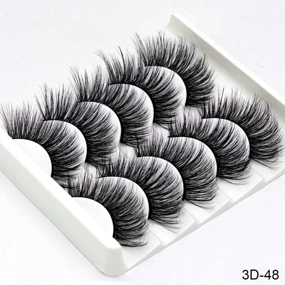 SEXYSHEEP 5Pairs 3D Mink Hair False Eyelashes Natural/Thick Long Eye