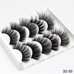 SEXYSHEEP 5Pairs 3D Mink Hair False Eyelashes Natural/Thick Long Eye