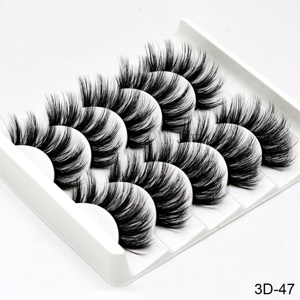 SEXYSHEEP 5Pairs 3D Mink Hair False Eyelashes Natural/Thick Long Eye