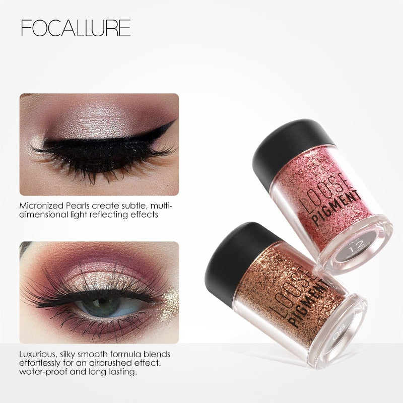 FOCALLURE Glitter Eye Shadow 18 Colors Cosmetic Makeup Diamond Lips Loose Makeup Eyes Pigment Powder Comestic Single Eye Shadow