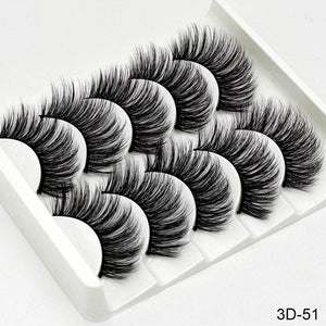 SEXYSHEEP 5Pairs 3D Mink Hair False Eyelashes Natural/Thick Long Eye