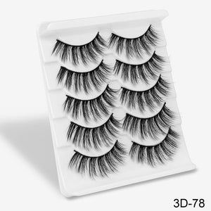 SEXYSHEEP 5Pairs 3D Mink Hair False Eyelashes Natural/Thick Long Eye