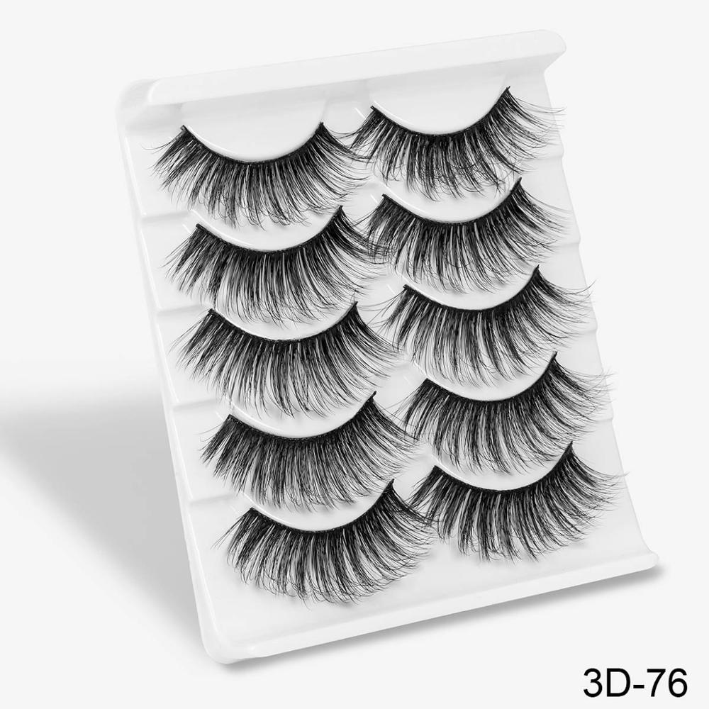 SEXYSHEEP 5Pairs 3D Mink Hair False Eyelashes Natural/Thick Long Eye