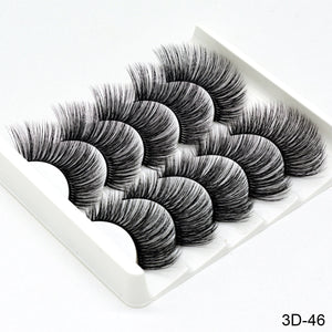 SEXYSHEEP 5Pairs 3D Mink Hair False Eyelashes Natural/Thick Long Eye